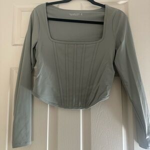 Abercrombie & Fitch Sage Green Square Neck Crop Top